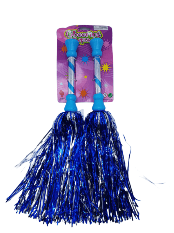 Blue cheerleading pom poms