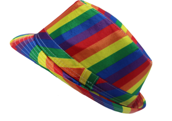 Multicoloured diagonal stripe hat